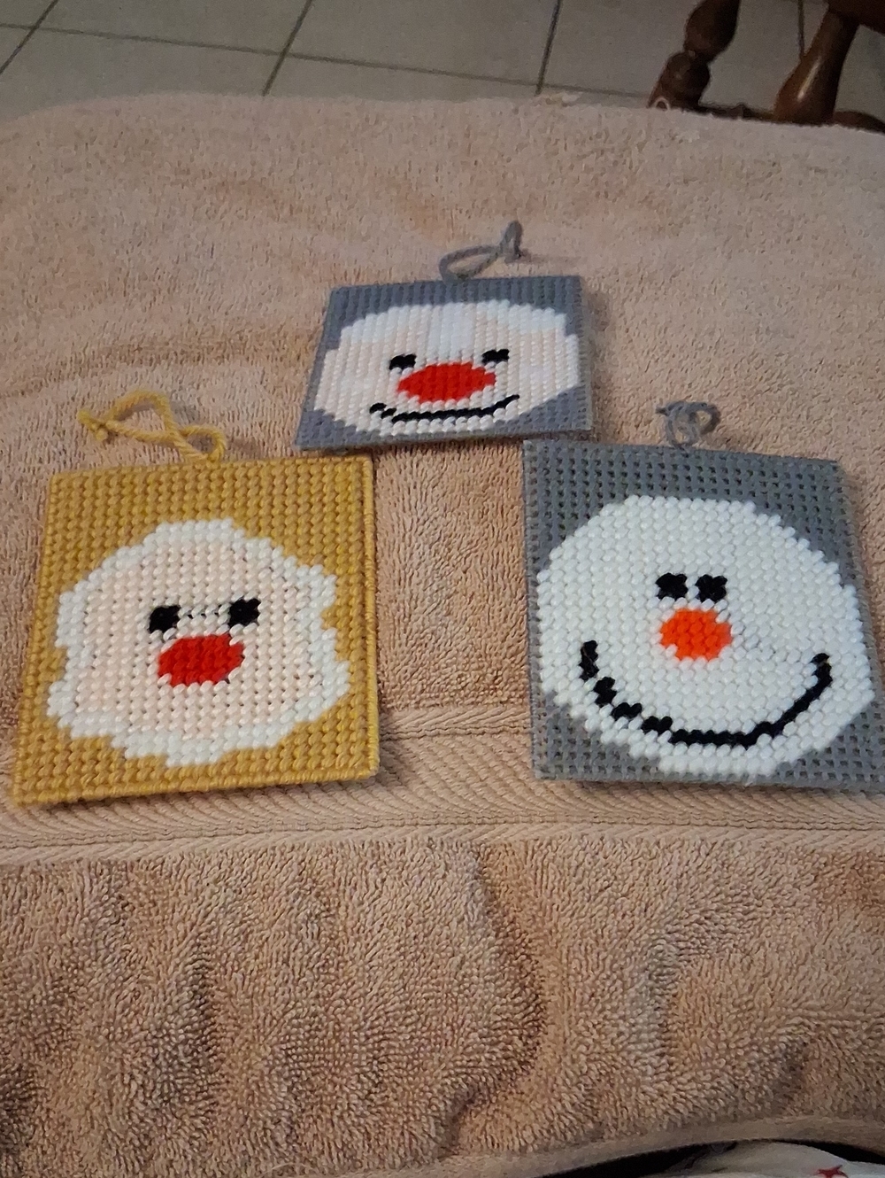Handmade Holiday Snowman Ornaments - Set of 3